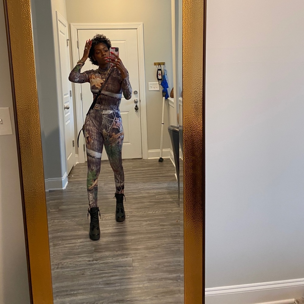 Mesh Bodysuit & Solid Leggings Set